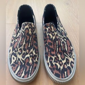 EUC - Allsaints Manny Canvas Sneaker Slip On Leopard Carnivor. Sz 11 EU 44.